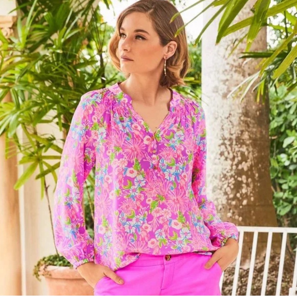LILLY PULITZER Elsa Silk Top - Size Small